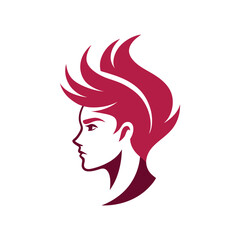 Unisex Hair Salon Logo with Stylish Side Profile Silhouettes