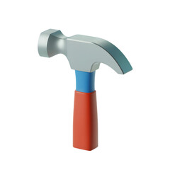 Red and blue claw hammer for diy and home repair transparent background Png