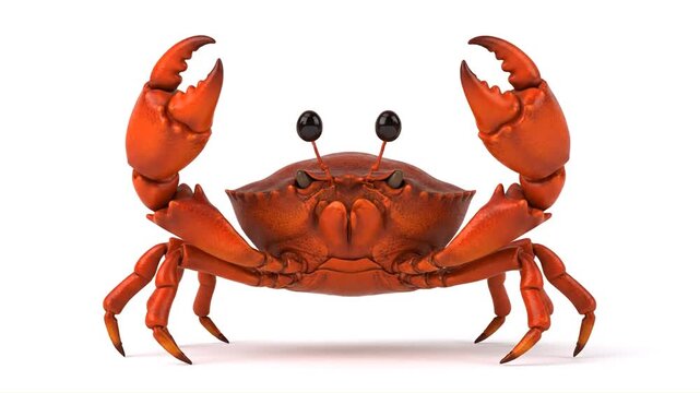 Cartoon crab with googly eyes on white background