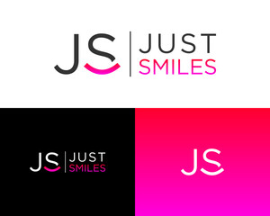 Just Smiles Logo Design with Abstract JS Shape