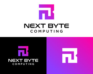 NB monogram letter logo about technology and computing.

