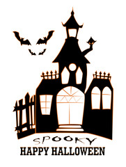 A spooky Halloween-themed background featuring a spooky bat-ridden house. Perfect for seasonal greeting cards, invitations, and party decorations.