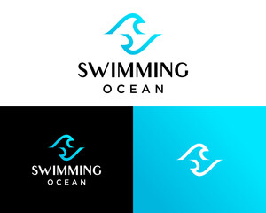The monogram S letter logo about ocean waves, sport and beach recreation.
