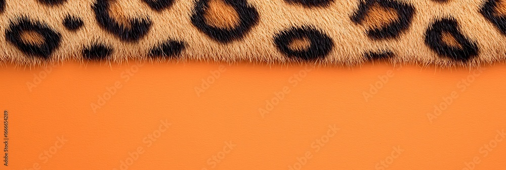 Aufkleber a vibrant orange background topped with a textured leopard print fur pattern, creating a striking vi