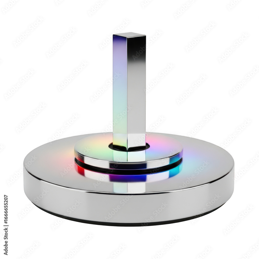 Poster iridescent 3d abstract geometric shape isolated on transparent background