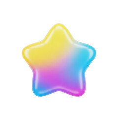 Iridescent 3d star icon isolated on transparent background