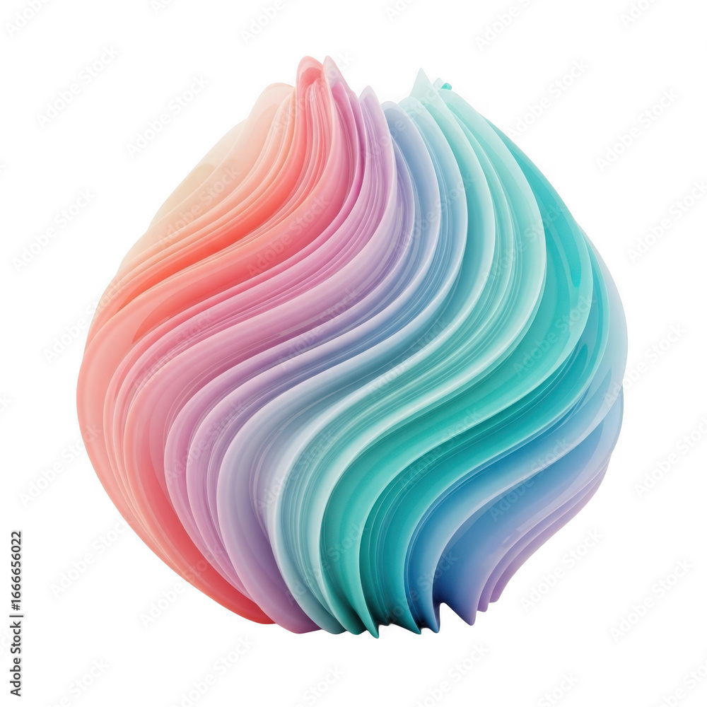 Poster iridescent 3d abstract shape isolated on transparent background