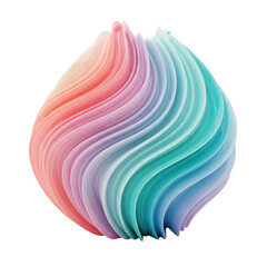 Iridescent 3d abstract shape isolated on transparent background