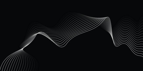 Futuristic Black and White Abstract Line Waves with Smooth Flowing Motion