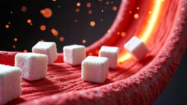 glucose, blood sugar, insulin response. Diabetes management. Vessels dilate during sugar rush. Pancreatic function enhances insulin secretion. Dietary sugar affects metabolic rate.