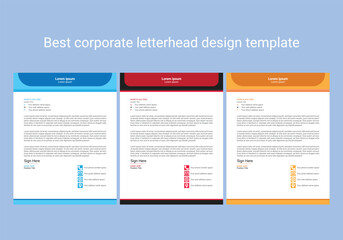 Clean and professional corporate company business letterhead template design with color variation bundle. Clean and professional corporate company business letterhead template design.