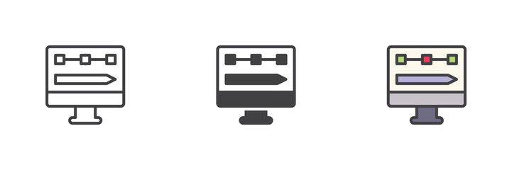 Fototapeta premium UI progress bar screen icon set pack ? line, solid, filled outline, different style