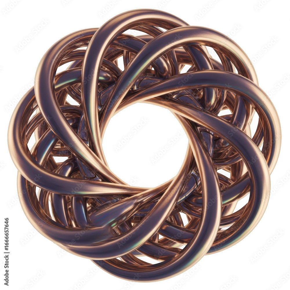 Poster iridescent 3d abstract geometric shape isolated on transparent background