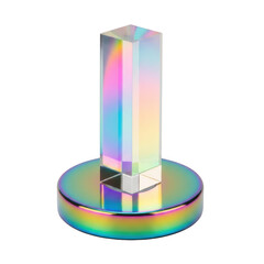 Obraz premium Iridescent 3d prism icon isolated on transparent background