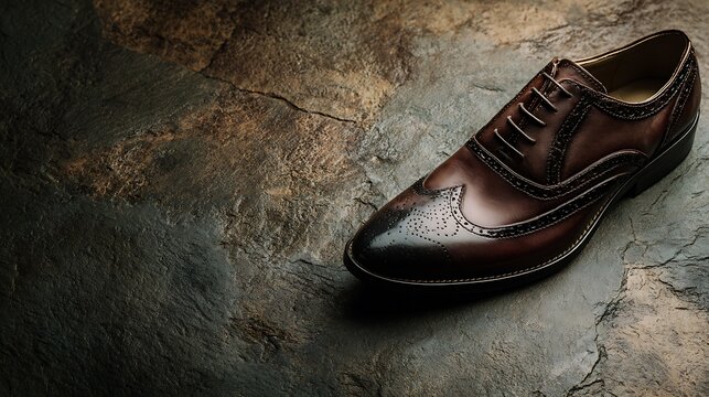 Premium leather dress shoe for formal occasions classic mens footwear fashion style brown wingtip oxford