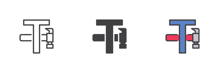 Typography repair icon set pack ? line, solid, filled outline, different style