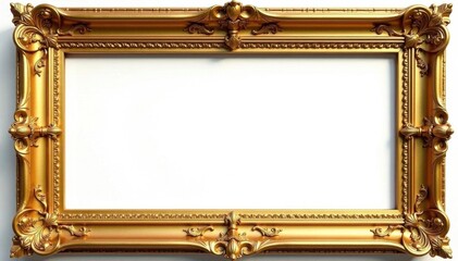 Intricate gold frame, baroque style, isolated , baroque, gilded