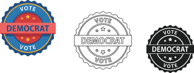 Obraz premium Democrat vote badge political election graphic vector design