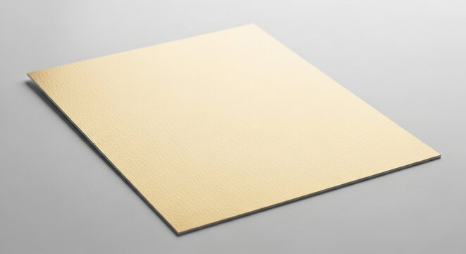 Elegant textured gold paper card angled on a neutral grey background conveying luxury and sophistication