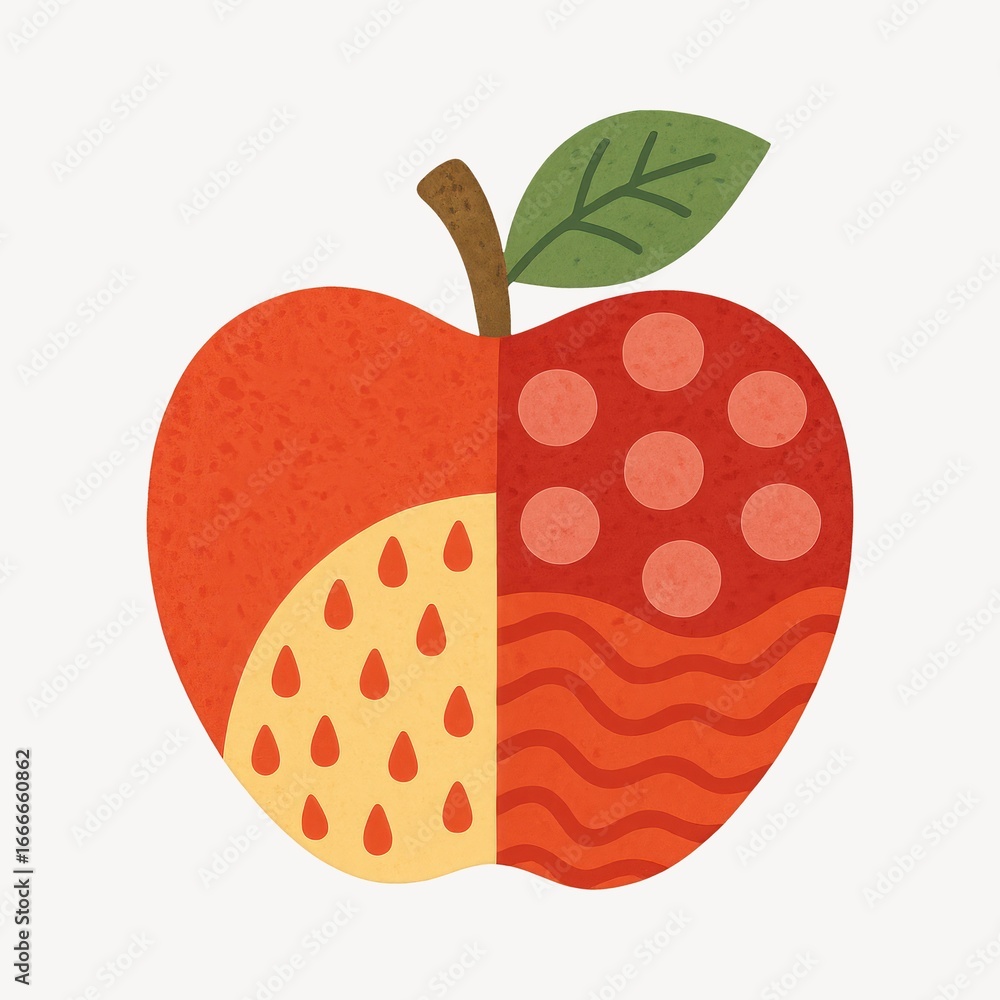 Poster abstract apple with geometric patterns.