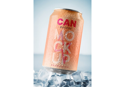 Aluminum Can in Ice Mockup 6