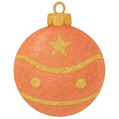 Decorative Red and Gold Christmas Ornament with Star and Dots