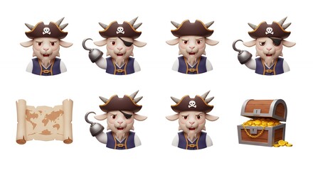 Cartoon goat pirates image for kids