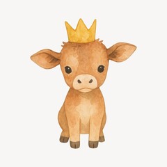 Fototapeta premium Adorable calf wearing crown