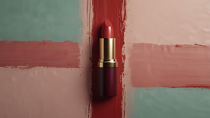 red lipstick on  plain background
