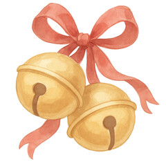 Gold Bells with Red Ribbon for Holiday and Celebration Themes