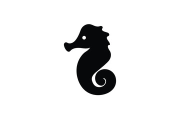 Obraz premium A black silhouette of a seahorse on a white background