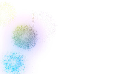 Fototapeta premium Vibrant abstract fireworks and colorful particle explosions. A festive display of light and energy for celebrations and events. Transparent background for easy layering. Copy space.