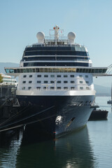 Modern cruiseship or cruise ship liner Solstice, Eclipse or Equinox in port of Vancouver, Canada docked at terminal ready for cruise to Alaska	