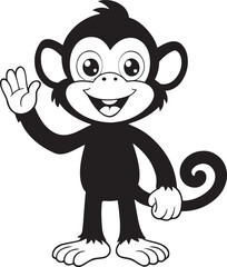 Naklejka premium Cute cartoon monkey waving hello isolated on white background
