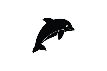 Fototapeta premium a black silhouette of a dolphin swimming in water with white outline details
