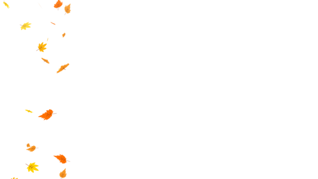 Falling autumn leaves in vibrant orange and yellow colors. Cartoon style animation element for seasonal projects. Illustration of fall foliage with transparent background for easy overlay. Copy space. - Powered by Adobe