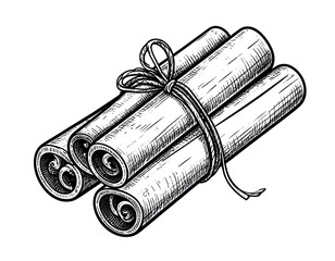 Hand drawn illustration of cinnamon sticks