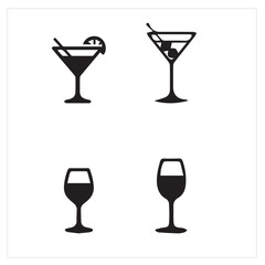 A vibrant collection of beverage glasses, including wine, beer, and cocktails, perfect for bar and party illustrations