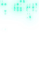 Abstract digital technology background with flowing liquid waves in neon cyan and pink. Binary code data stream and futuristic UI elements for a cyberpunk theme on transparent background. Copy space.