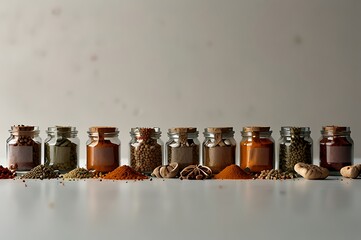 Kitchen spices on plain background, chilli spices
