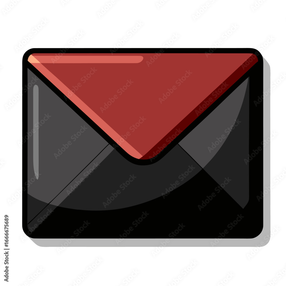 Poster glossy black envelope vector with subtle shine effect