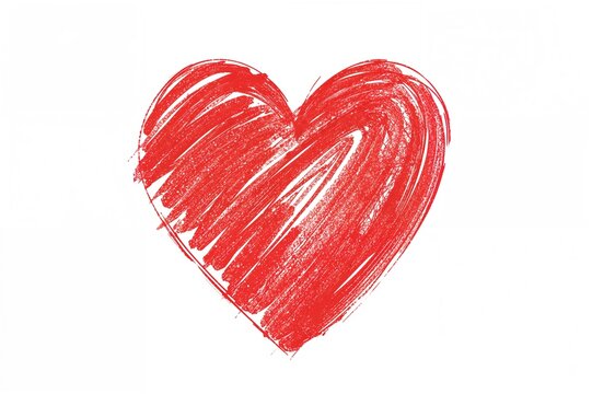 Detailed red marker sketch of a heart on white paper background - Powered by Adobe