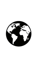 Black and white illustration of the Earth, depicting continents and oceans, representing global travel.