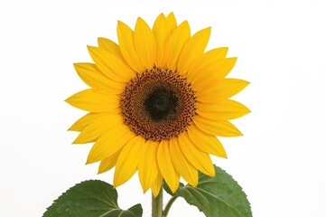 Large sunflower against a plain white backdrop, nature, summer, leaf, floral, food, isolated, sun