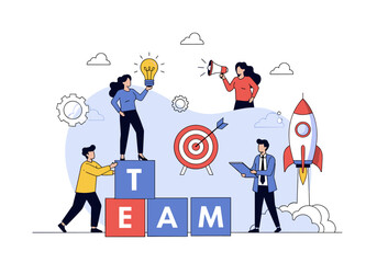 Teamwork and innovation driving business growth, reaching targets, and launching success