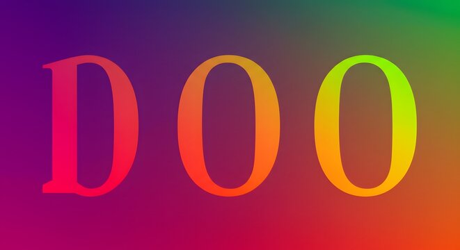 The word "DOO" is displayed in large, colorful letters against a vibrant, gradient background transitioning from purple to green.