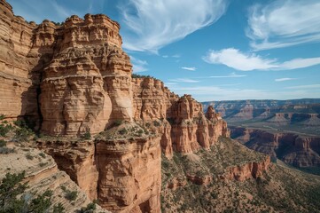 Fototapeta premium Steep rock wall of a deep canyon
