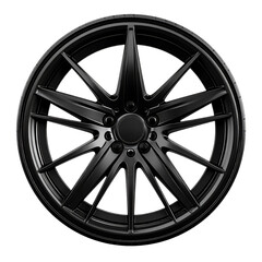 Sleek ten spoke black car wheel stylish design on transparent background