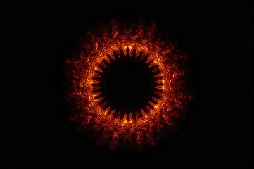 Round Fire Design Featuring Orange, Red, and Yellow on a Dark Backdrop