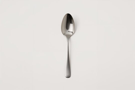 Empty tablespoon seen from above on a plain background, with room for text